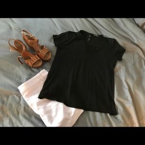 Black shirt with neckline hole